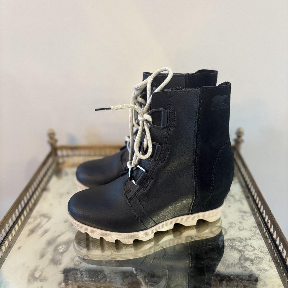 Sorel Joan Of Arctic Wedge III Lexie Boots Womens‎ Size 4 Black Leather Ankle